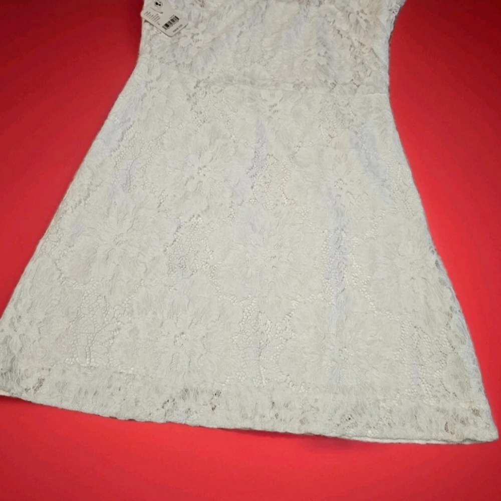 NWT Free People Hailee Lace Short Sleeve Mini Dress Ivory White Size Small - Picture 6 of 8